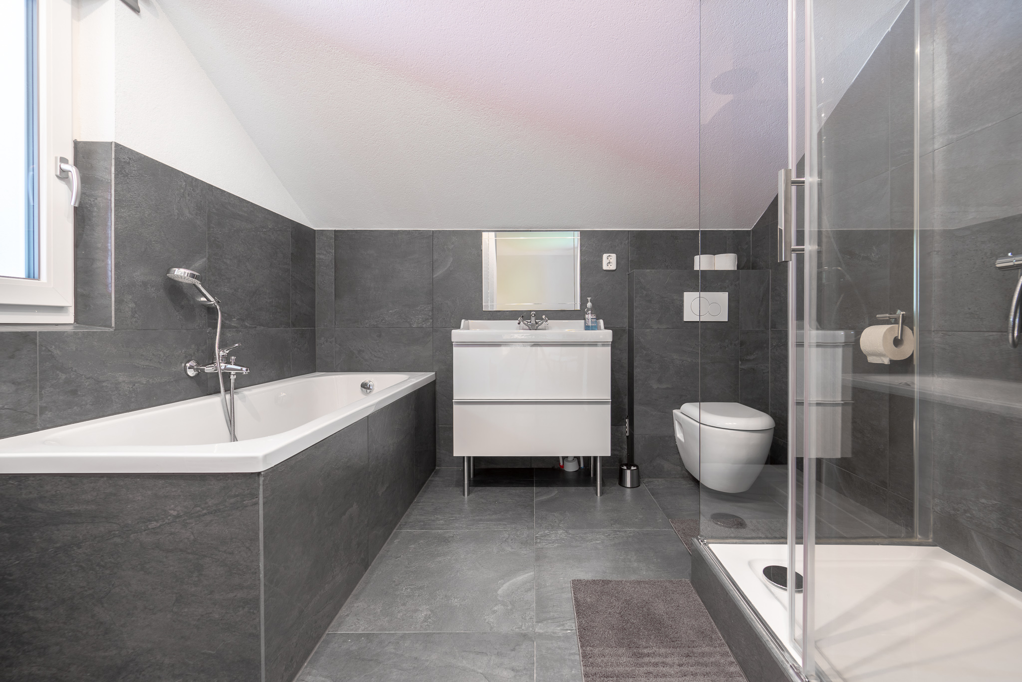 Bathroom with bathtub & shower