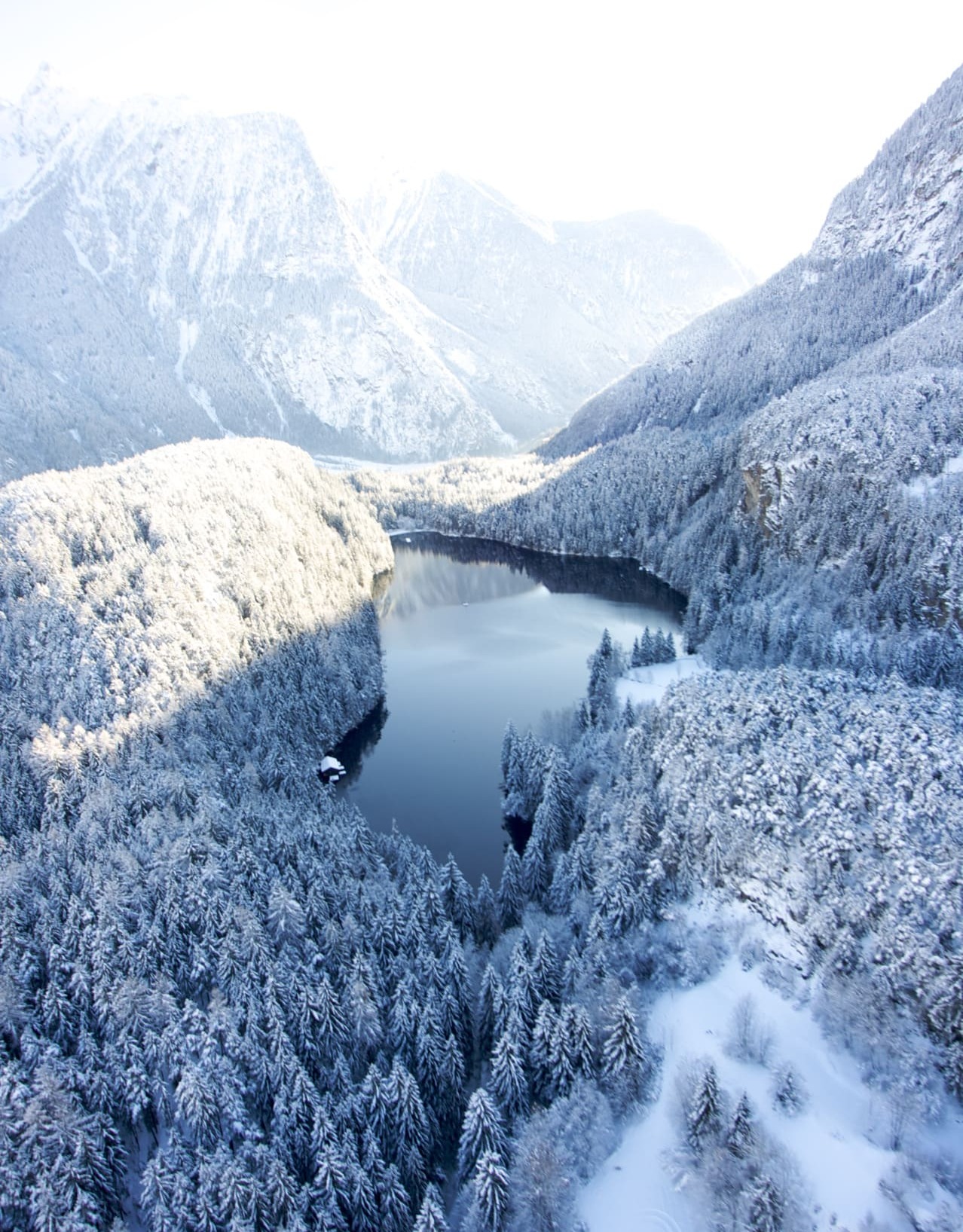 Frozen Lake Piburg in winter